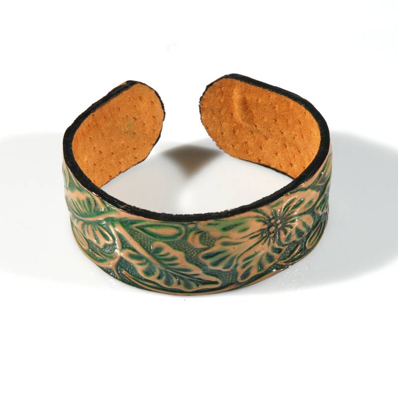 bracciale-in-cuoio-foglie-verde