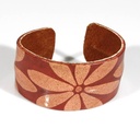 Bracciale in cuoio dipinto a mano rosso con fiori