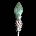 Fermacapelli miao in argento smaltato e giada