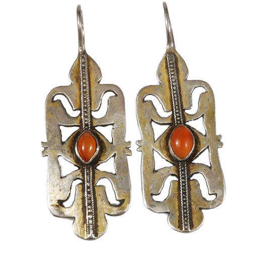 [EL_000131] Orecchini turkcomanni in argento, oro a caldo e corniole