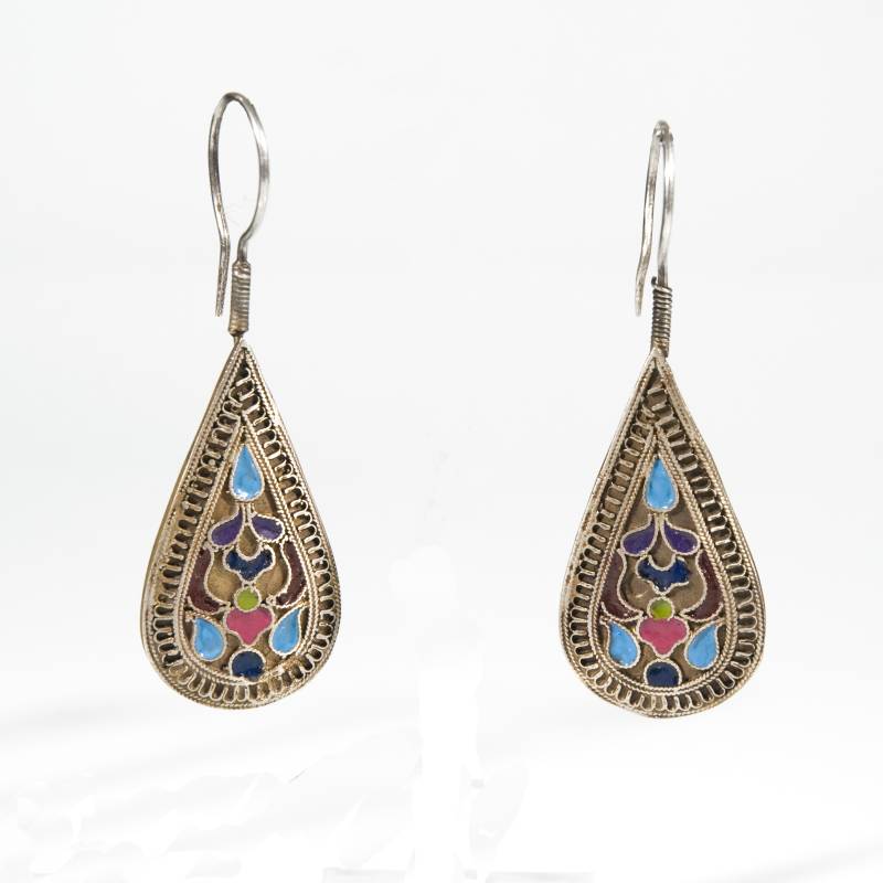 Orecchini uzbeki in argento e smalti