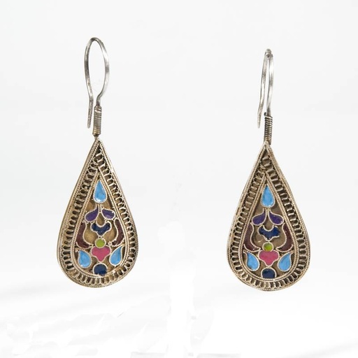 [EL_OR_UZB1] Orecchini uzbeki in argento e smalti