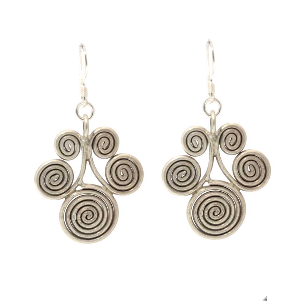 Orecchini in argento hill tribe pendenti con spirali
