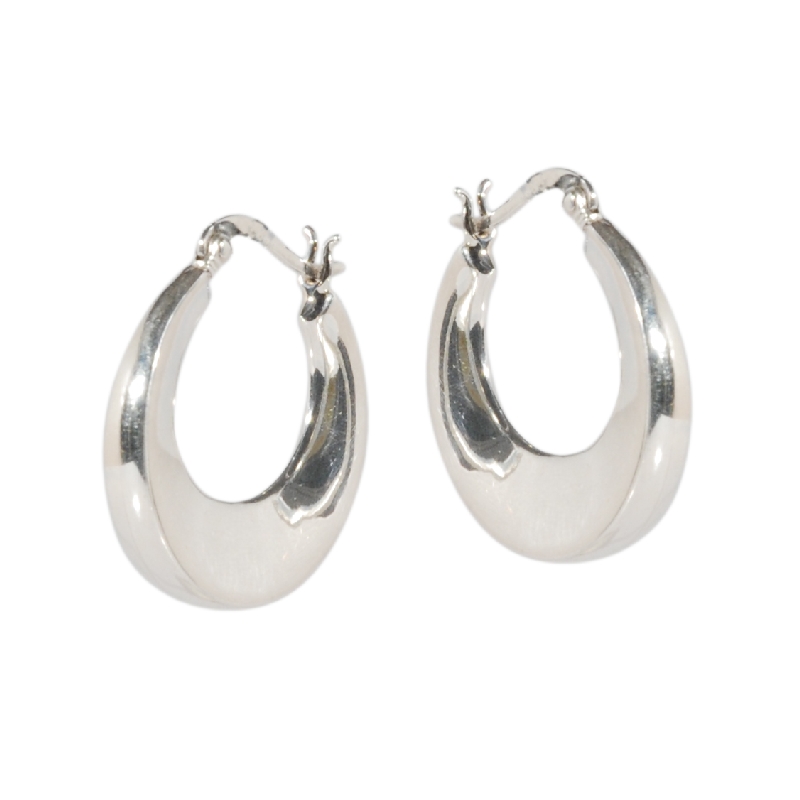 Orecchini in argento liscio a cerchio piatti