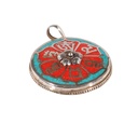 Pendente om con turchese e corallo