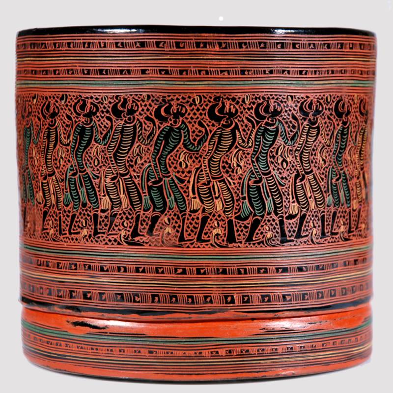 Scatola in lacca birmana con danzatori