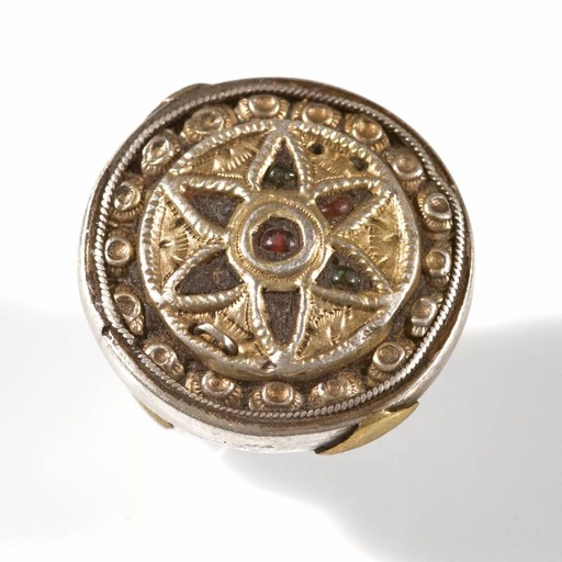 [AN_VE_03] Anello afghano in argento, argento dorato e conterie