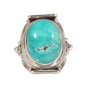 Anello tibetano a sella in argento con turchese