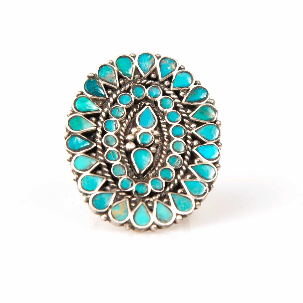 Anello in argento e scaglie di turchese naturale