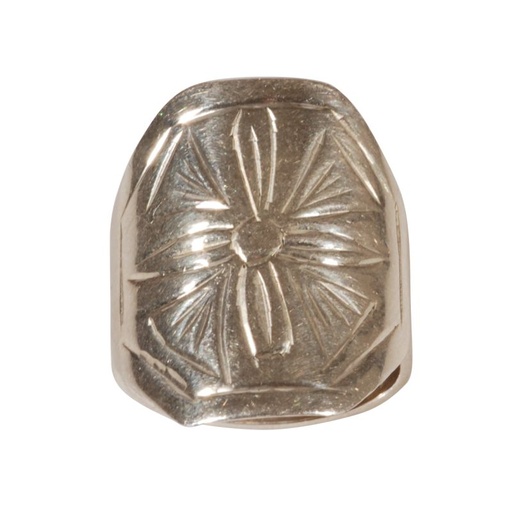 [AN_P_18] Anello Argento Esagonale con Motivo Floreale