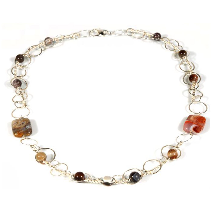 [EL_0000613] Collana in argento ed agata grigia