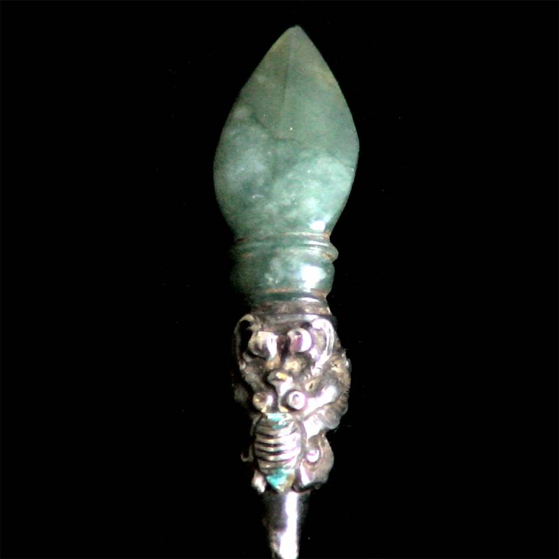 [EL_000404] Fermacapelli miao in argento smaltato e giada