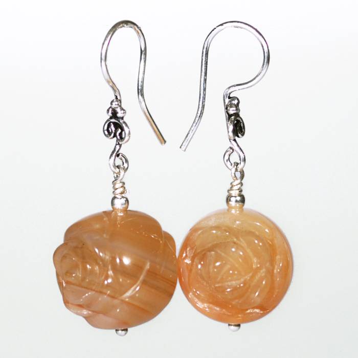 [EL_RSCR091] Orecchini in argento e rose in corniola