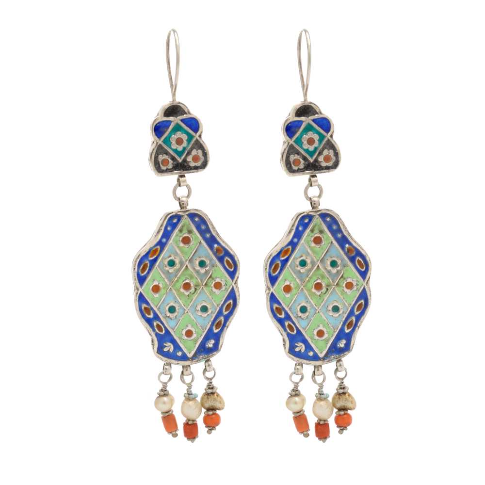 [EL_000122] Orecchini pakistani in argento e smalti