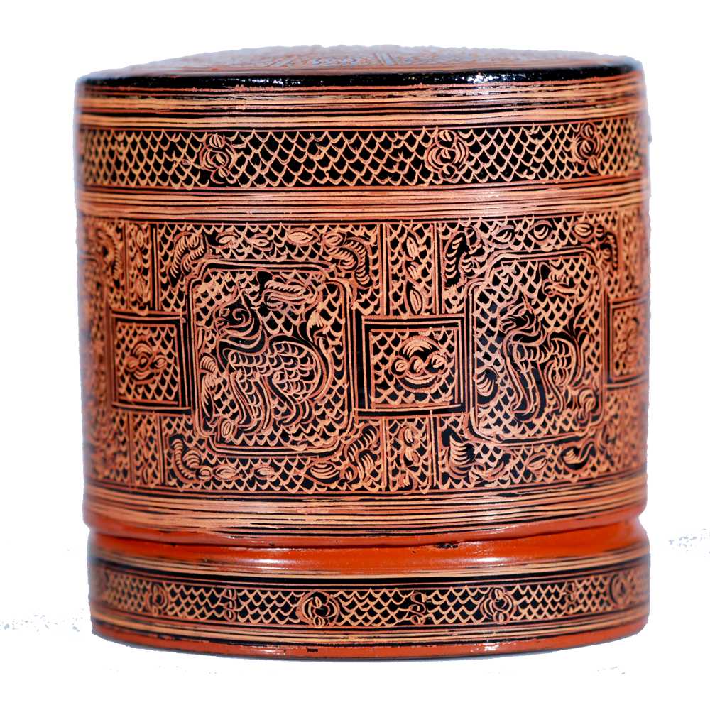 [EL_000438] Scatola in lacca birmana con animali stilizzati