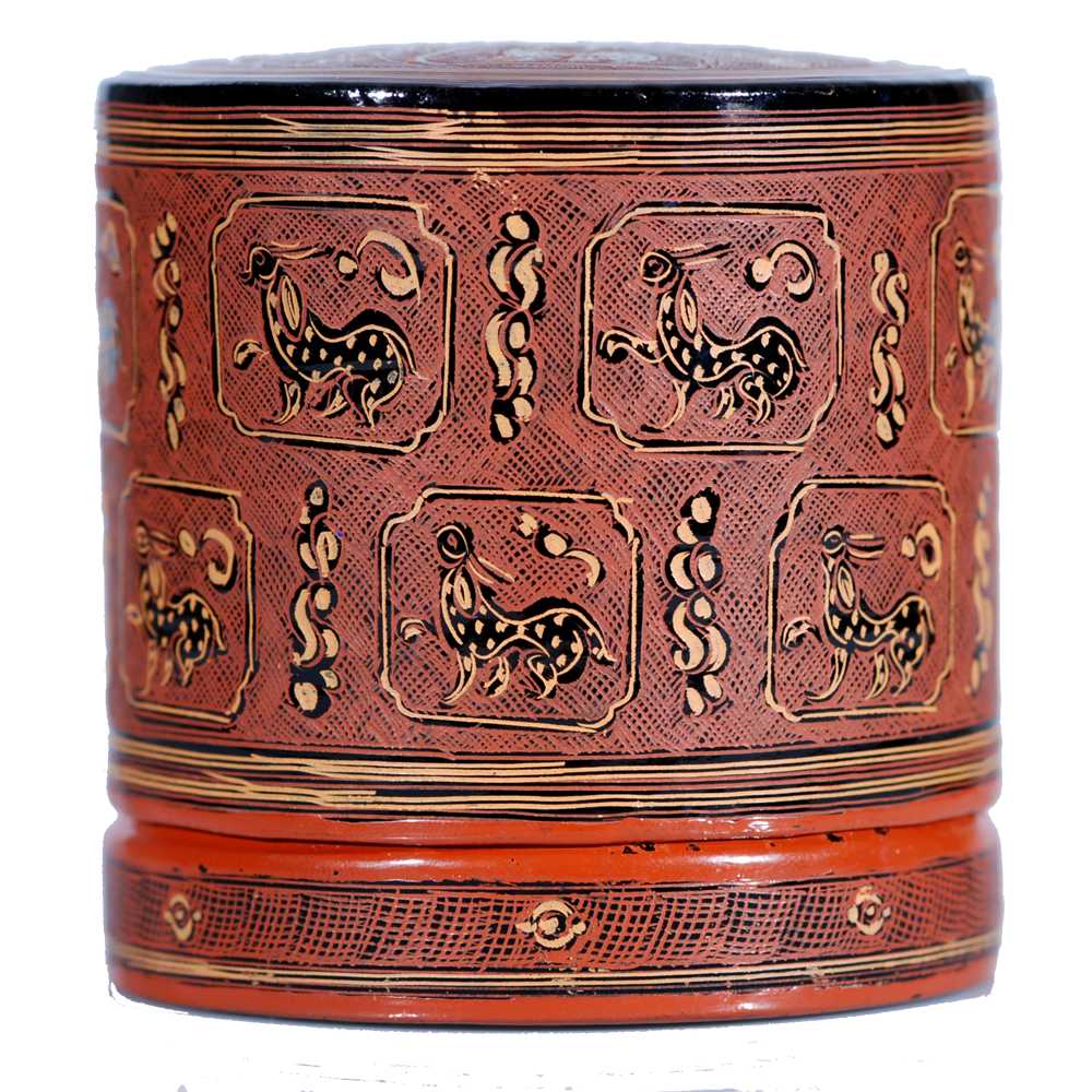 [EL_000530] Scatola in lacca birmana con animali (m)