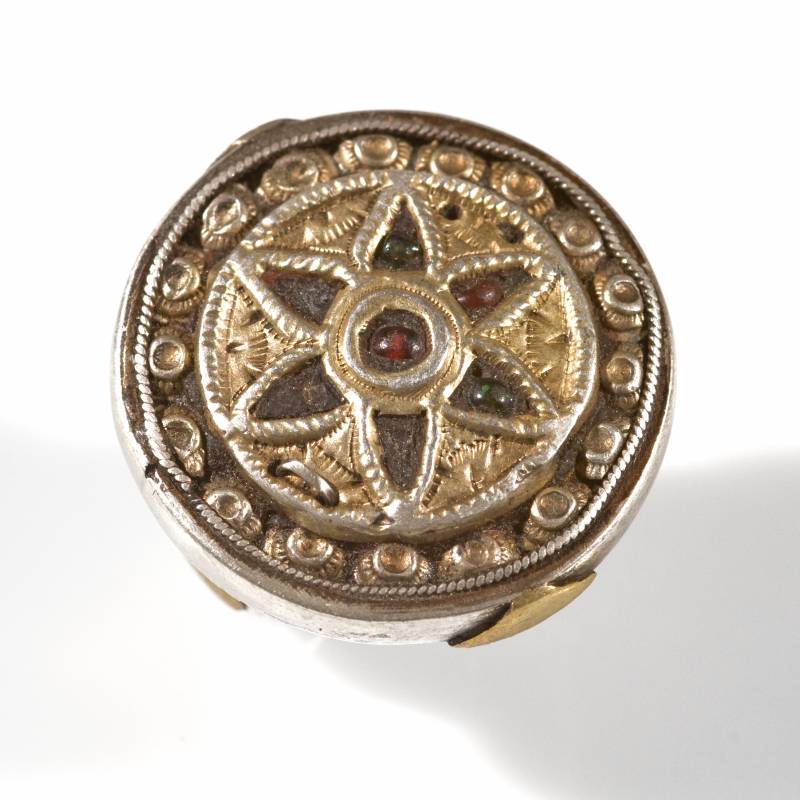 [AN_VE_03] Anello afghano in argento, argento dorato e conterie