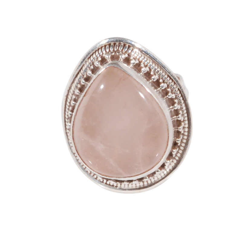 [EL_AN_PT_09] Anello con quarzo rosa a goccia